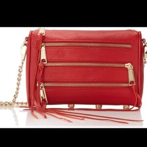 NWT Rebecca Minkoff Mini 5 Zip Convertible Clutch in “KISS” Red